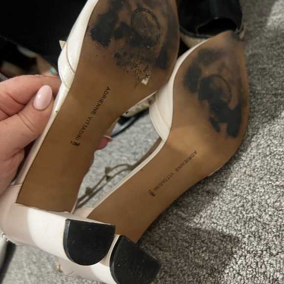 Adrienne Vittadini Rhinestone Heels Women's Size 10 Studded White Strappy - Picture 5 of 9